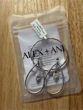 Alex and Ani Silver Double Hoop Dangle Bracelet Set